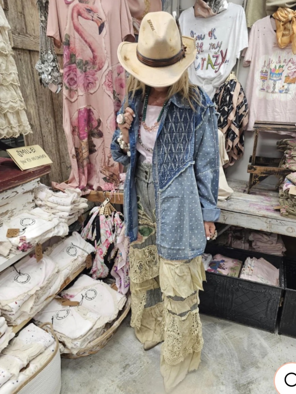 A Rare Bird Denim Polka Dot Oversized Shirt